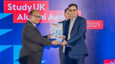 Ahmed Ibnul Hassan's presentation at the British Council Study UK Awards 2025 in Bangladesh